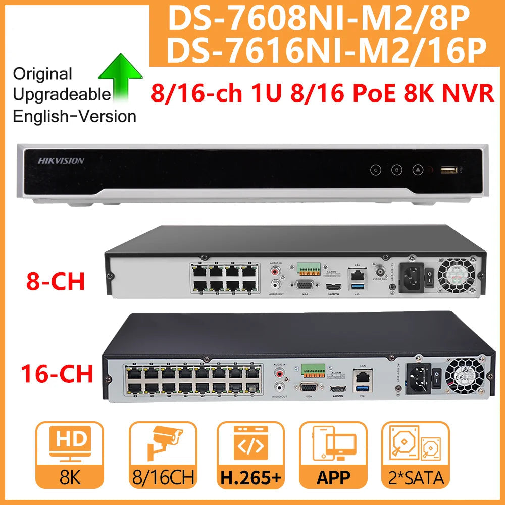 Netwerk Video Recorder – NVR Beveiligingssysteem – DVR Recorder – CCTV Recorder – PoE NVR – 16 Kanalen – 8K Videoresolutie – Onafhankelijke HDMI & VGA Output