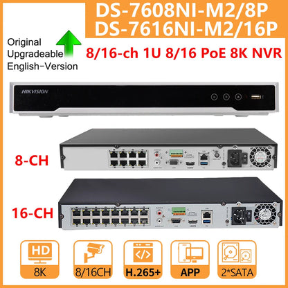 Netwerk Video Recorder – NVR Beveiligingssysteem – DVR Recorder – CCTV Recorder – PoE NVR – 16 Kanalen – 8K Videoresolutie – Onafhankelijke HDMI & VGA Output
