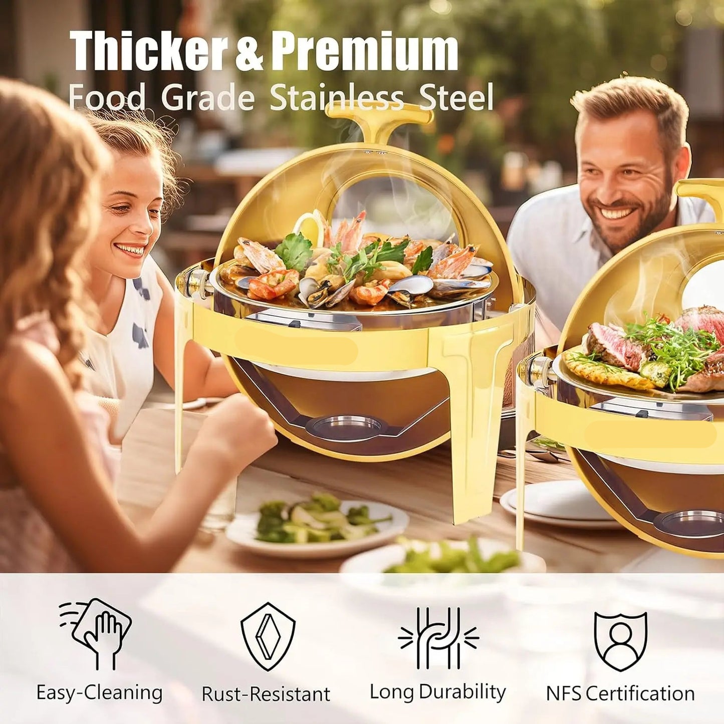 Chafing Dish - Warmhoudplaat - Buffetwarmer Set - Rechaud - RVS Warmhoudschalen - 2 Stuks - 8QT - met Stevig Frame voor Feest of Bruiloft - Zilver