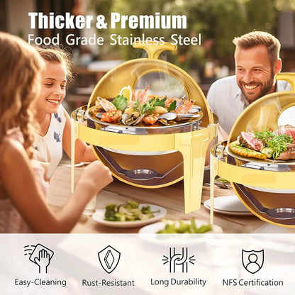 Chafing Dish - Warmhoudplaat - Buffetwarmer Set - Rechaud - High-Grade RVS Catering Warmer Set Compleet - 2 Stuks - 5QT - met Stevig Frame voor Feesten en Bruiloften - Zilver