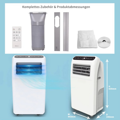 Mobiele Airco - Draagbare Airconditioning - Mini-Airconditioning - met Uitlaatslang - voor Koeling - Ventileren - Ontvochtigen - 12000 BTU - 3.5 kW - 30m² - 44.3 x 34 x 83 cm - Wit