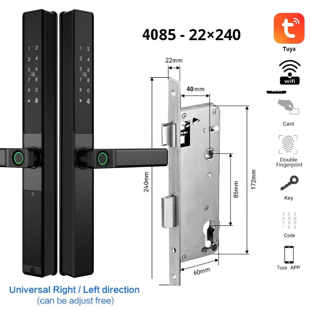 Vingerafdrukslot – Slimme Deurslot – Elektronisch Slot – Smart Lock – Deurklink Slot – Wifi Connectiviteit – IP67 Waterdicht – Aluminium Materiaal