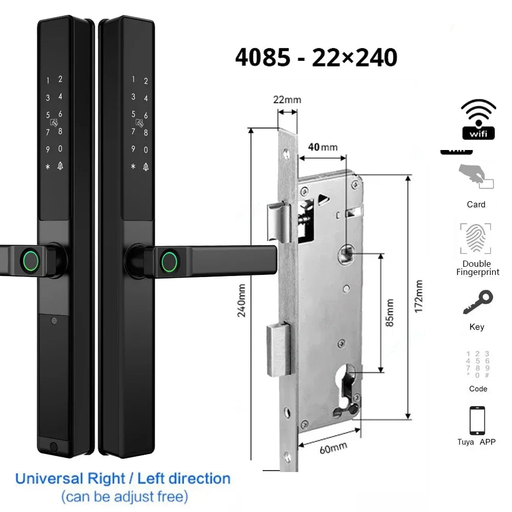 Vingerafdrukslot – Slimme Deurslot – Elektronisch Slot – Biometrisch Slot – Smart Lock – Waterdicht IP67 – Oplaadbare Lithiumbatterij - 4085 - 22x240