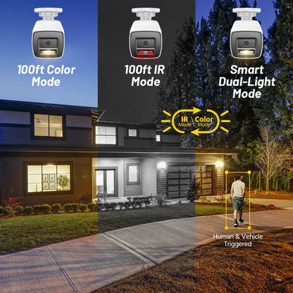 Beveiligingscamera's - Camerabewaking - CCTV Camerasysteem - 4K PoE Video - 8-kanaals NVR – Waterdichte -  Binnen/Buiten Camera’s -  CCTV Kit met Audio Opname & Tweeweg Audio - Inclusief 8MP & 12MP Beveiligingscamera’s – Zonder HDD Opslag
