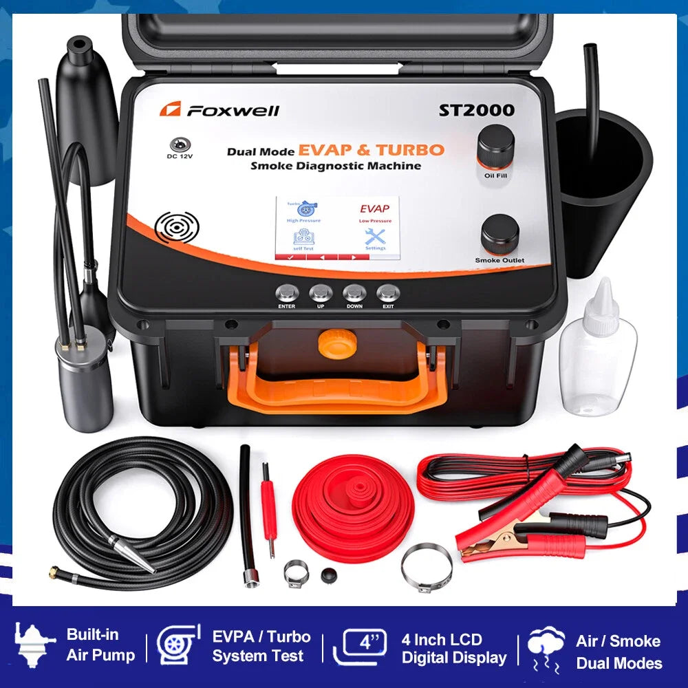 Auto Rooksysteem Tester – Rookmachine – Lekdetectie – Rookgenerator – Rooktester – Dubbele Testmodi – 4-Inch Kleurendisplay