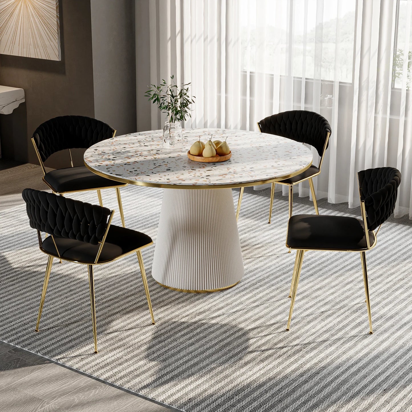 Eetkamerstoelen – Stoelen – Velvet Stoelen – Zwarte Stoelen – Set van 2 – Comfortabele Zitting – Stabiele Metalen Poot
