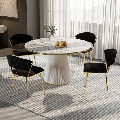 Eetkamerstoelen – Stoelen – Velvet Stoelen – Zwarte Stoelen – Set van 2 – Comfortabele Zitting – Stabiele Metalen Poot