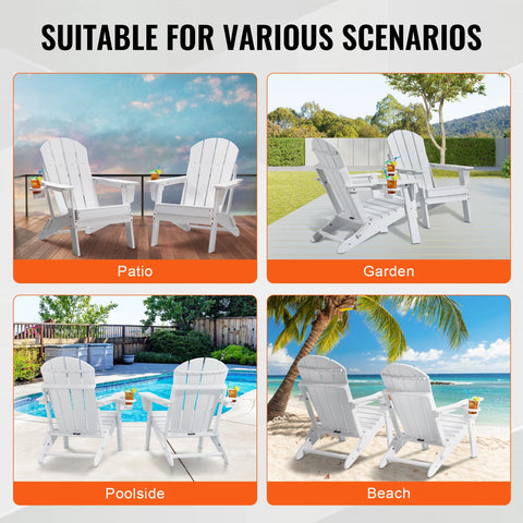 Adirondack - Adirondack Tuinstoel - Loungestoel - Stoel - Set van 2 All-Weather - Draagbare Opvouwbare Pitstoel - met Bekerhouder - Blauw