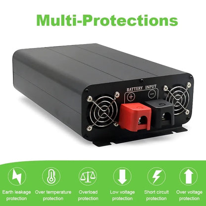 Stroomomvormer – Omvormer – Spanningsomvormer – 12V Naar 220V – Zuivere Sinusgolf – 5000W Continu Vermogen – LCD-Display