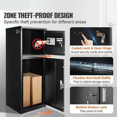 Letterbox - Postbox - Letterboxes - Letterbox Stainless Steel - Standing Letterbox Steel - Parcel Letterboxes - 21 Inch - Wall Mounted Anti-theft Letterbox - Waterproof - for Large Outdoor Storage