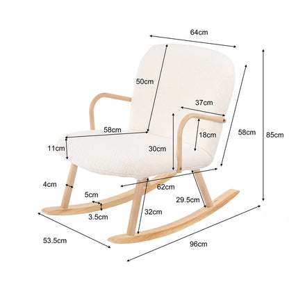 Schommelstoel – Relaxstoel – Loungefauteuil – Fauteuil – Leesstoel – Ergonomisch Design – Houten Basis