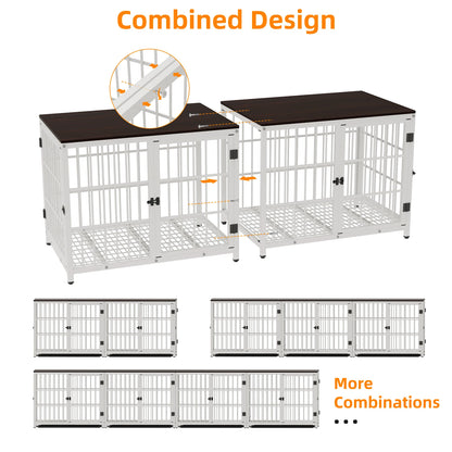 Hondenkennel - Hondenren - Hondenhok - Buitenren - Metalen - Meubelstijl Eindtafel – Met Drie Deuren, Sloten en Verwijderbare Tray - Kennel - Groot Formaat - Zwart