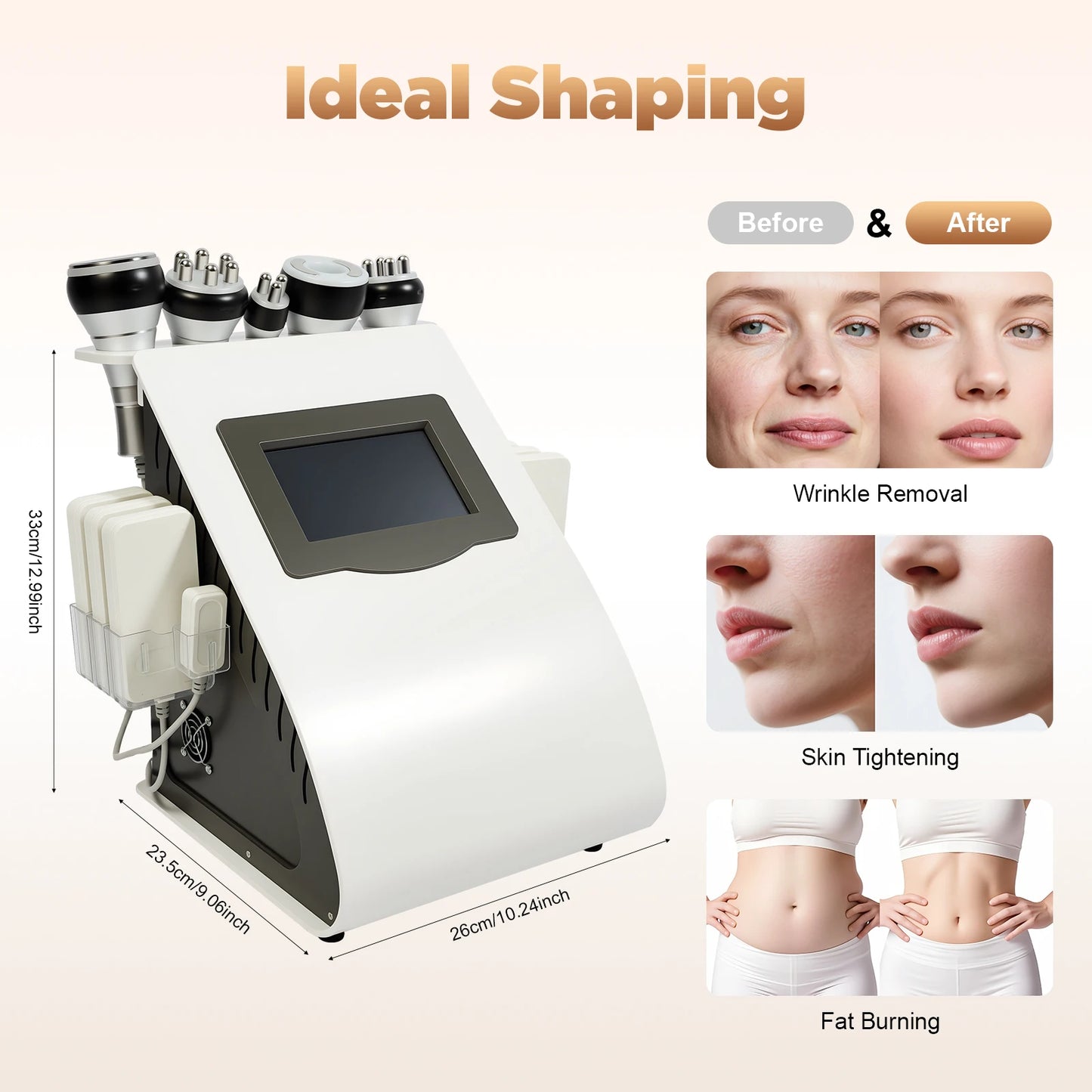 Multifunctioneel Huidverzorgingsapparaat – Lichaamsbehandelingsapparaat – Gezichtsverzorging – Radiofrequentie – Ultrasoon – 7-Inch Touchscreen – Roestvrij Staal