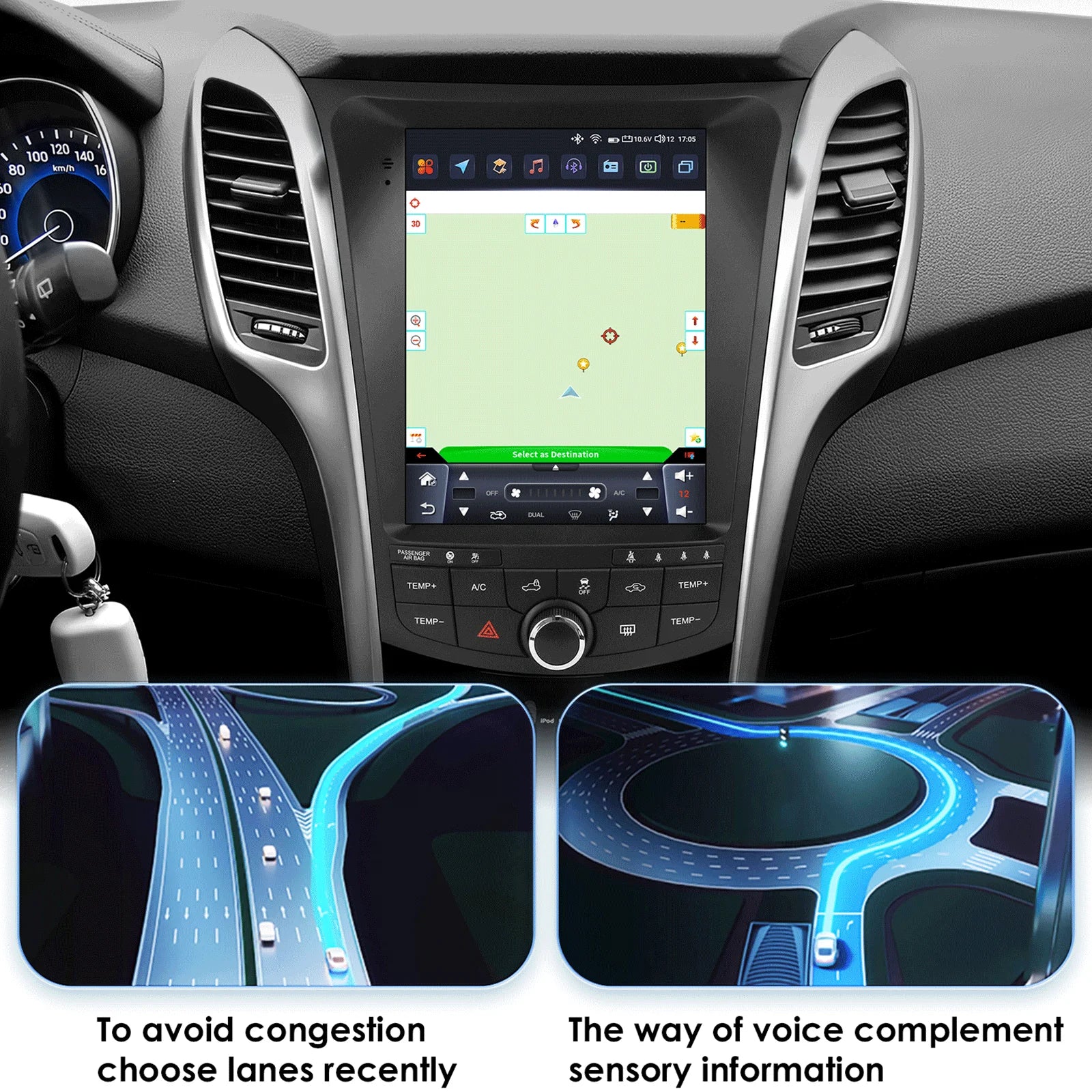 2DIN Autoradio Hyundai I30 – Multimedia Speler – Android Auto – CarPlay – GPS Navigatie – 9,7 Inch Touchscreen – Android 14 Systeem – Plug & Play Installatie - QUORE