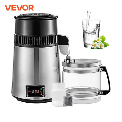 VEVOR 4L Water Distiller Purifier Filter Dispenser Drinking Bottle Softener Dual Temp Display Overheat Protection Home Appliance