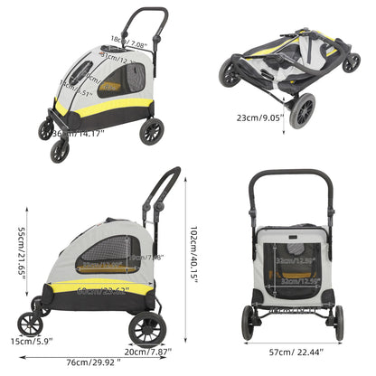 Hondenbuggy – Huisdierenwagen – Wandelwagen – Dierenwagen – Buggy – Opvouwbaar – Stevige 4-Wielige Constructie – Geschikt Tot 42 Kg
