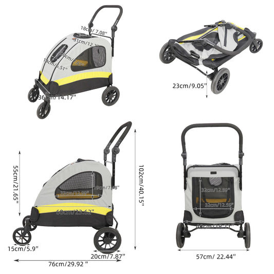 Hondenbuggy – Huisdierenwagen – Wandelwagen – Dierenwagen – Buggy – Opvouwbaar – Stevige 4-Wielige Constructie – Geschikt Tot 42 Kg