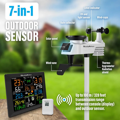 Weerstation – Weermeter – Hygrometer – Thermometer – Luchtvochtigheidsmeter – Groot 10 Inch Display – Draadloos Met Buitensensor En Solar-ondersteuning