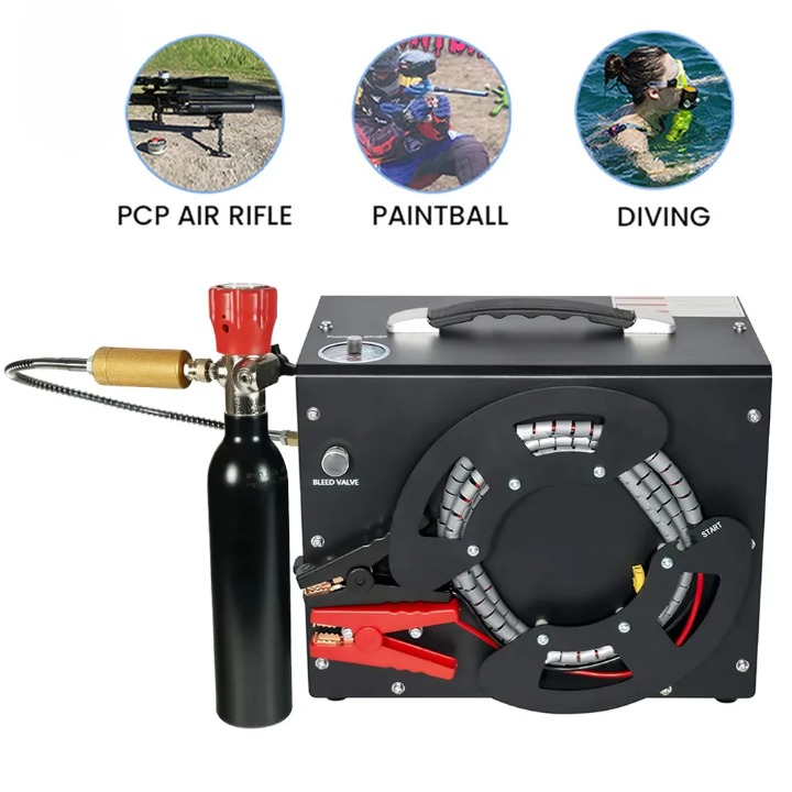 Luchtcompressor - Draagbare Luchtcompressor - Airpress Compressor - 300Bar - 4500Psi PCP - 220V - met Auto-stop Hogedrukcompressor - 12v Auto-voeding voor Geweer - QUORE