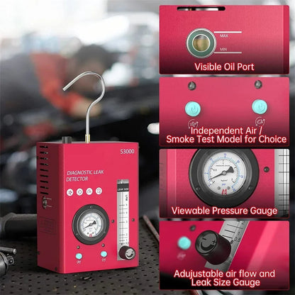 Rooklekkagedetector – Rookmachine – Lekdetectie – Lekkagezoeker – Vacuümtester – Ingebouwde Compressor – Directe Rookproductie