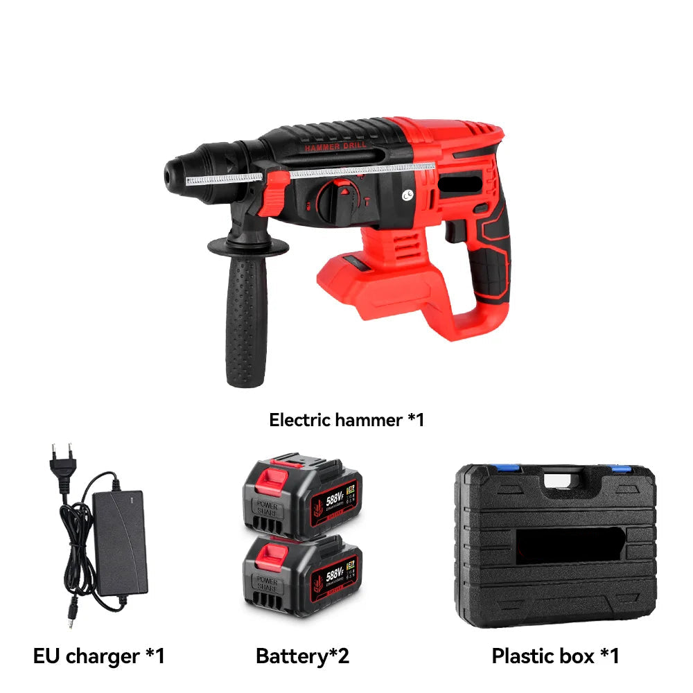 Accuboormachine - Boormachine - Elektrische - 2000W - 10600IPM - Borstelloze - Krachtige Schroefboormachine - met 2 Batterijen 588VF Inclusief EU Stekker - Zonder Accessoires