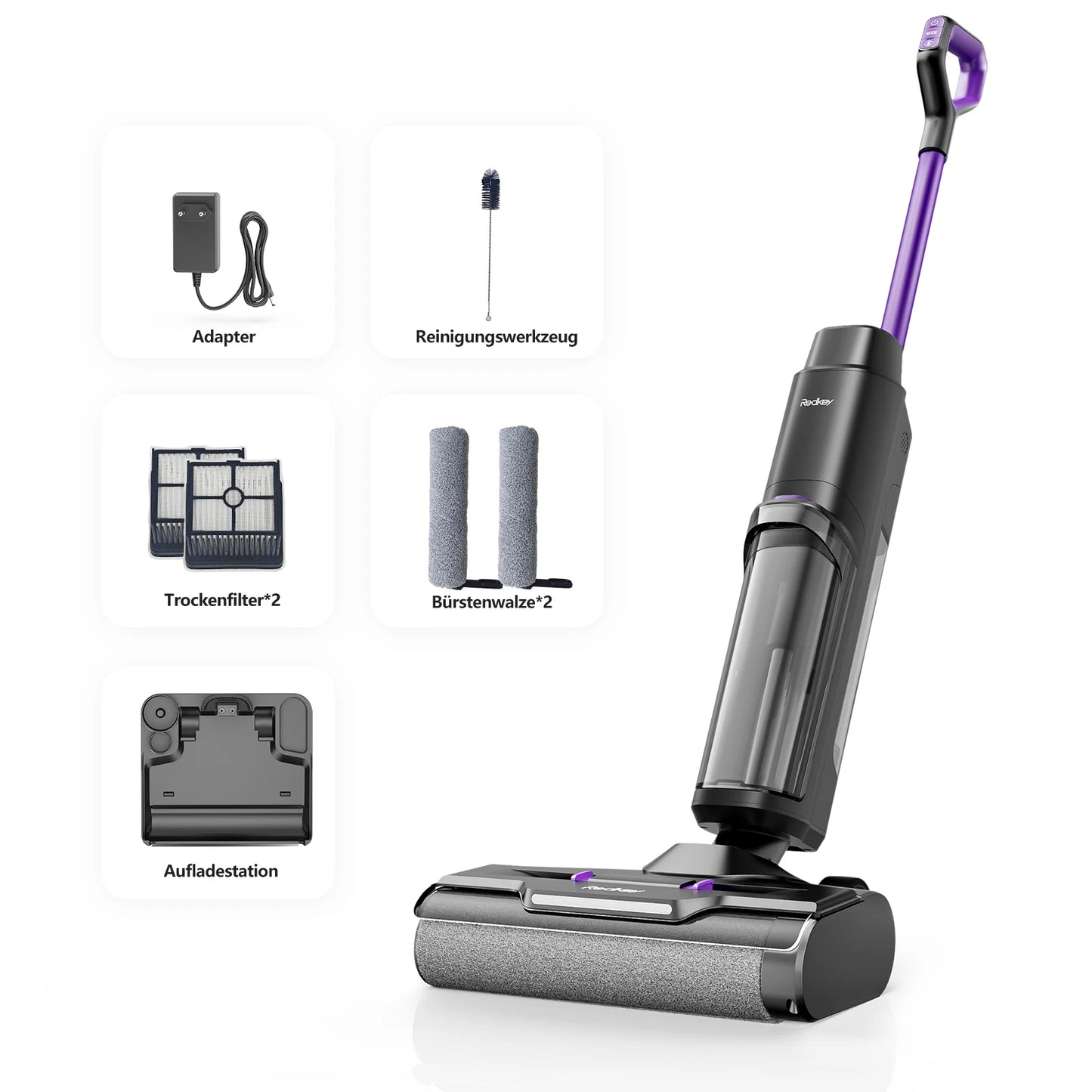 Draadloze Nat & Droog Stofzuiger – 3-In-1 Schoonmaakmachine – Stofzuiger Mop Reiniger – Zelfreinigend Systeem – 45 Min Batterijduur – Rand- En Hoekreiniging