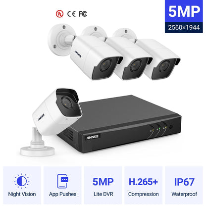 Beveiligingssysteem – CCTV Camera Set – Video Surveillance – Veiligheidssysteem – 8-Kanaals DVR – 5MP Beeldkwaliteit – IP67 Waterdicht & Nachtzicht 30 Meter - QUORE