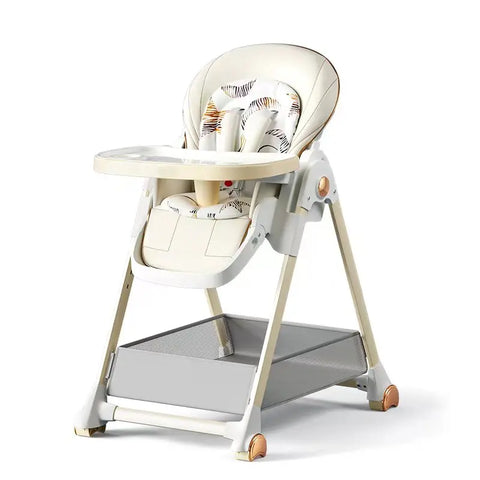 Eetstoel Baby - Hoge Stoel Kinderen - Kinderstoeltje aan Tafel - Uitneembaar kussen - Meegroeistoel - Aanpasbare - Compact Opvouwbaar - Babyvoedingsstoel - Baby eetstoel - Baby hoge stoel om te eten Baby - Wit