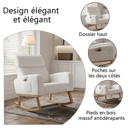 Schommelstoel – Schommelzetel – Relaxstoel – Wiegstoel – Ergonomisch Ontwerp – Houten Constructie - 69.2 x 78.5 x 87 cm - Lichtgrijs - QUORE