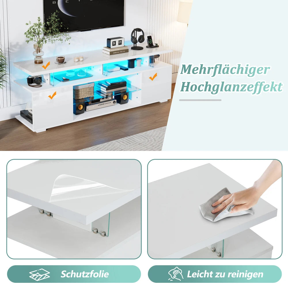 TV-meubel – TV-standaard – Tv-kast – Mediameubel – Entertainmentmeubel – LED-verlichting met 16 kleuren – Geschikt voor tv’s tot 60 inch