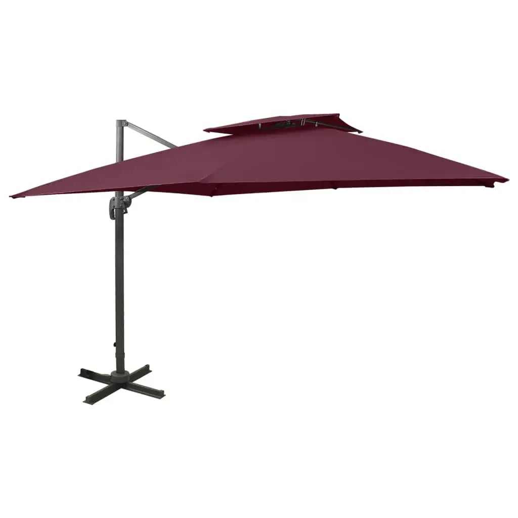 Parasol - Zweefparasol – Tuinparasol – Hangparasol – Schaduwparasol – 360° Draaibaar – Aluminium Mast - 3 x 3 m - Bordeaux Rood