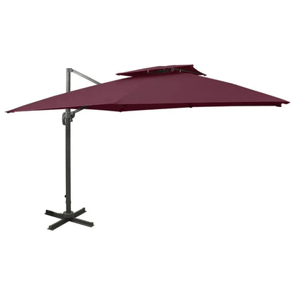 Parasol - Zweefparasol – Tuinparasol – Hangparasol – Schaduwparasol – 360° Draaibaar – Aluminium Mast - 3 x 3 m - Bordeaux Rood