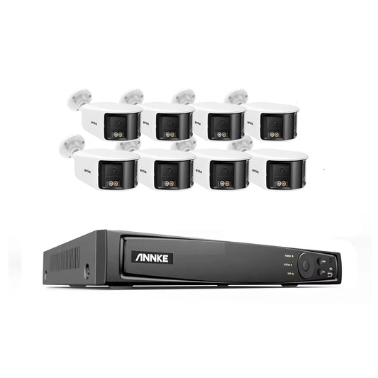16-Kanaals Beveiligingscamera Set – IP Camera Systeem – CCTV Camera Kit – Surveillance Camera – Bewakingscamera – 8MP Resolutie – Panoramisch 180° Dual-Lens