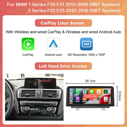 CarPlay Receiver – Draadloos CarPlay Adapter – Android Auto Interface – Multimedia Scherm – BMW F20 F21 F30 F31 F32 F33 F34 F36 NBT – 10,25 Inch Touchscreen – Steering Wheel Control Support