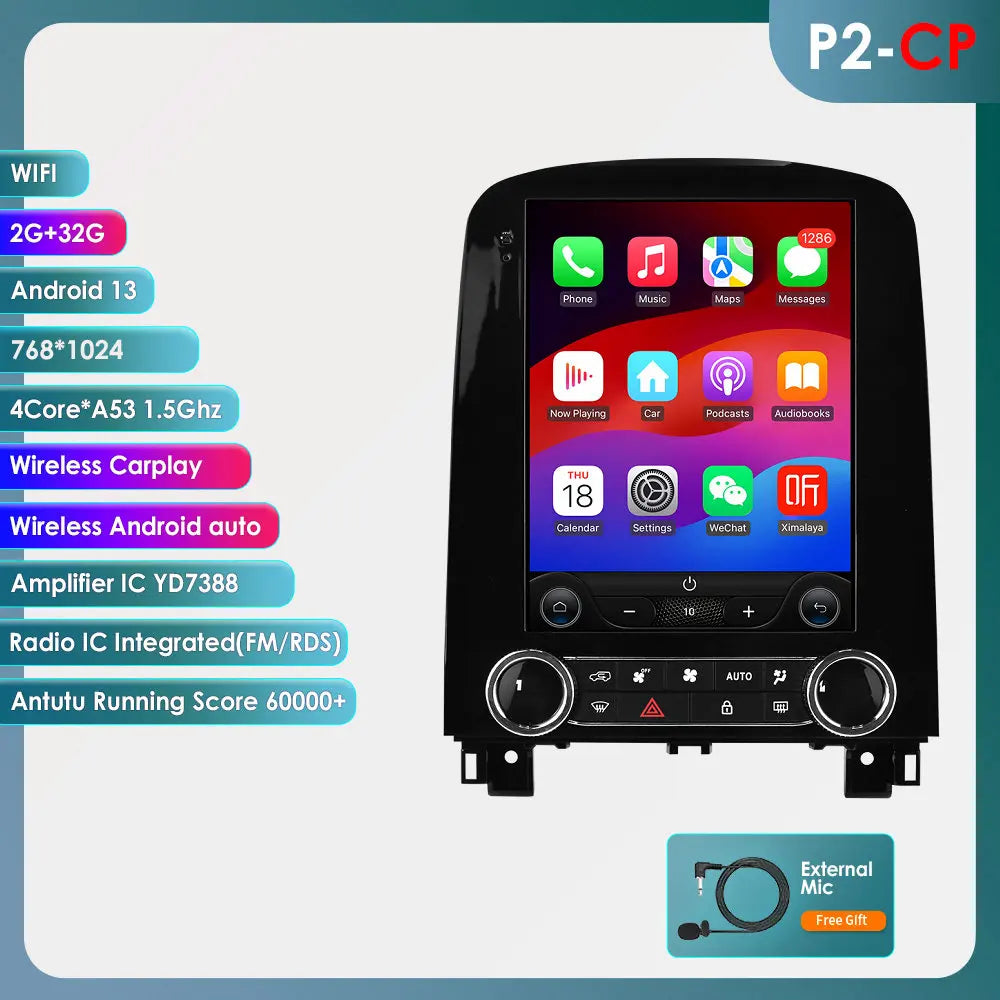 Autoradio – Multimedia Systeem – Carplay Radio – GPS Navigatie – 2DIN Radio – 9,7 Inch Touchscreen – 360° Camera Ondersteuning – Android 13 – 4G Wifi