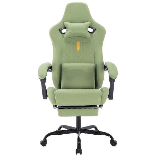 Gaming Stoel - Gamestoel - Bureaustoel - Computerstoel - Ergonomische Gaming Chair - PU Leder Bureaustoel -  met Nekkussen & Verstelbaar Rugkussen - Met beensteun - voor Comfortabel Gamen en Werken - Groen