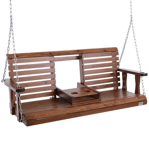 VEVOR Outdoor Porch Swing 5ft  Wooden Patio Bench Swing Garden Heavy Duty Swing Chair with Hanging Chains Upgraded 880lbs Load
