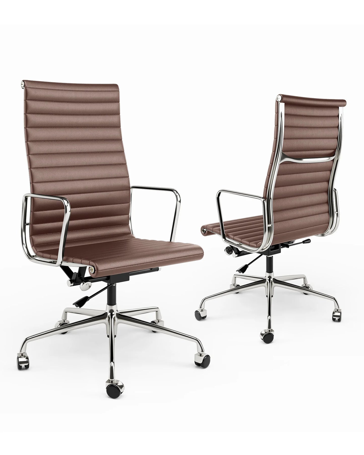 Bureaustoel Ergonomisch - Gaming Stoel - Executive Stoel - Stoelen - Kantoorstoel - Leren - Klassieke Hoge Rug - Armleuningen - Verstelbare - 360° Draaifunctie - met Wielen - 1 Stuk - Bruin