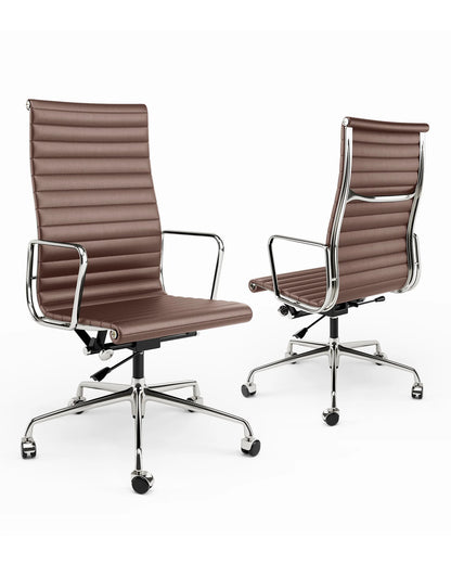 Bureaustoel Ergonomisch - Gaming Stoel - Executive Stoel - Stoelen - Kantoorstoel - Leren - Klassieke Hoge Rug - Armleuningen - Verstelbare - 360° Draaifunctie - met Wielen - 1 Stuk - Bruin