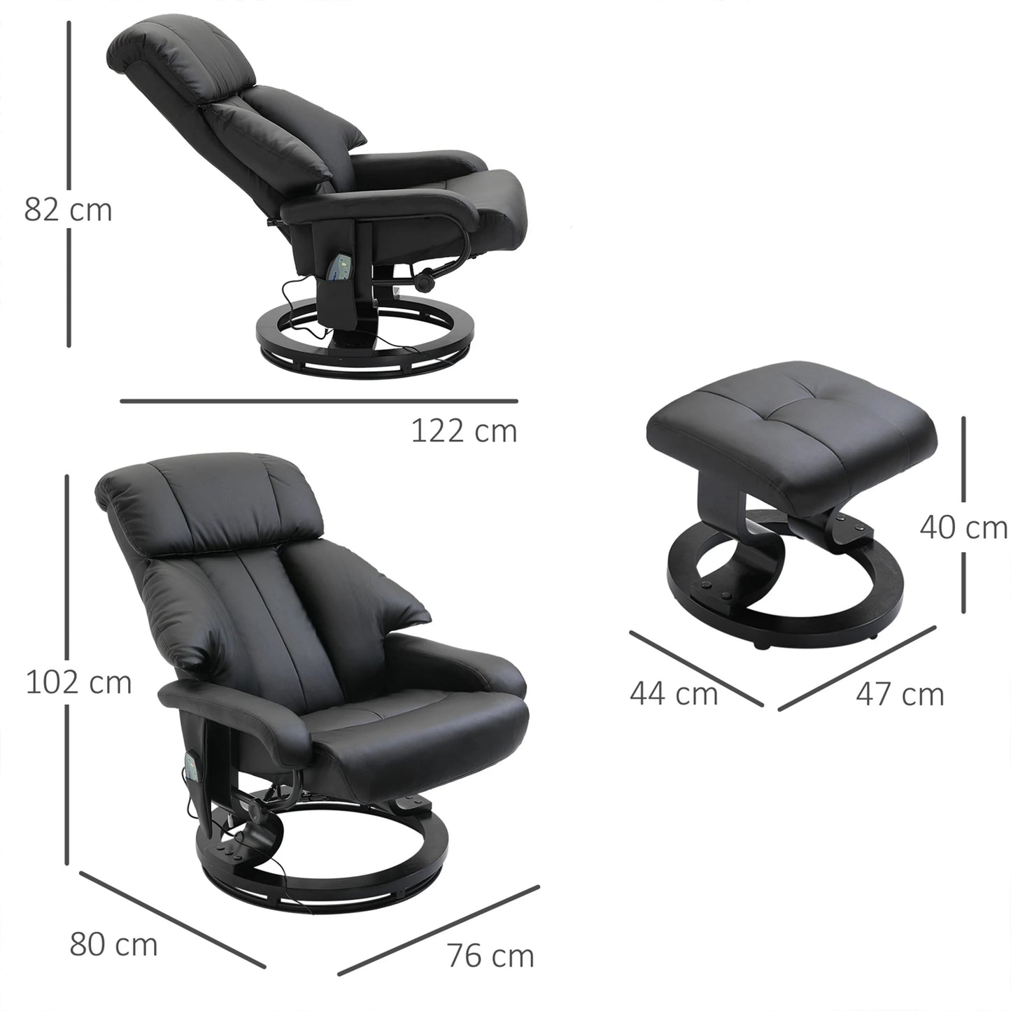 Massagestoel – Massagefauteuil – Relaxstoel – Ontspanningsstoel – Verstelbare Rugleuning – 10 Vibratiepunten – Draaibaar 360°