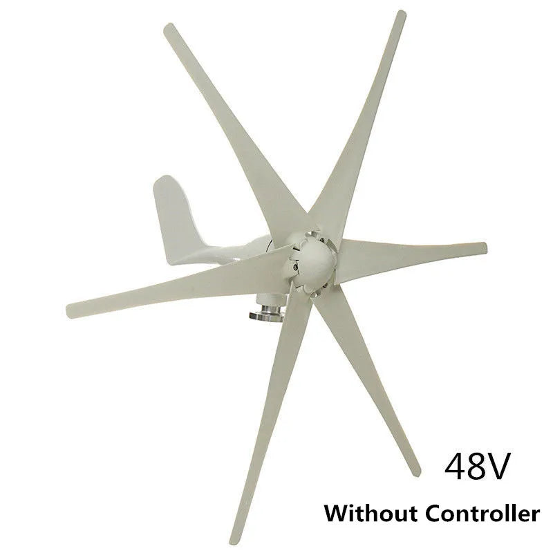 Windturbine - Windmolen Generator - Windturbine Generator - Windenergie - met 6 Blades - 800W - Laag Geluidsniveau - Voor Thuisgebruik - 48V - Wit - QUORE