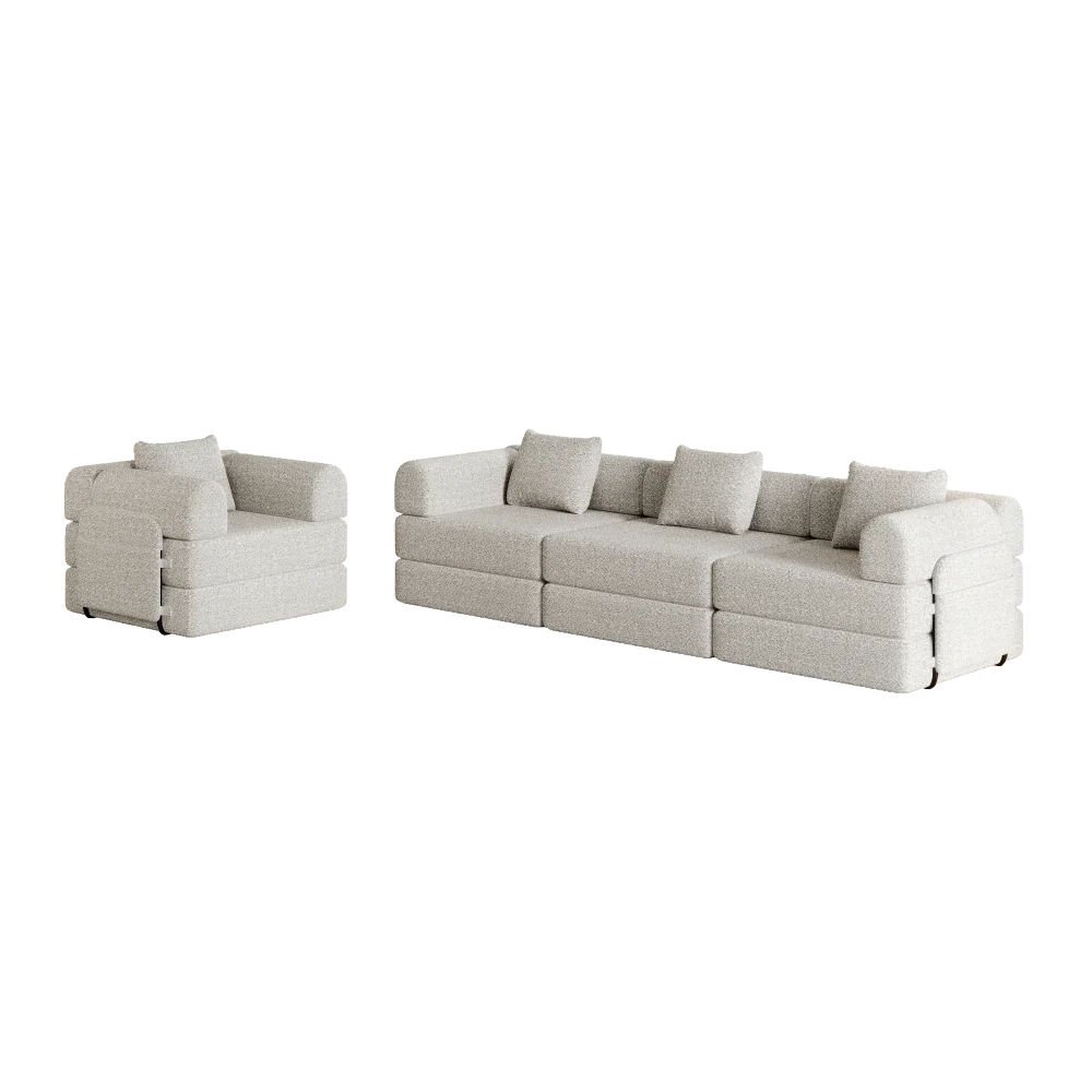 2-in-1 Chenille Sofa Bed – Slaapbank – Couch – Bank – Modulair – Met Opbergruimte In Armleuning – Stevige Metalen Frames – Compact Formaat Kaki - QUORE