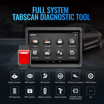 OBD Scanner - OBD2 - Auto Scanner - Auto uitlezen - Diagnose Apparatuur voor Auto's - Professionele Scanner - Diagnosetool voor Auto's - Volledige Systeemcontrole - ABS / Olie / EPB / DPF Reset - 10.1 Inch Touchscreen - 10 Speciale Functies - US Plug