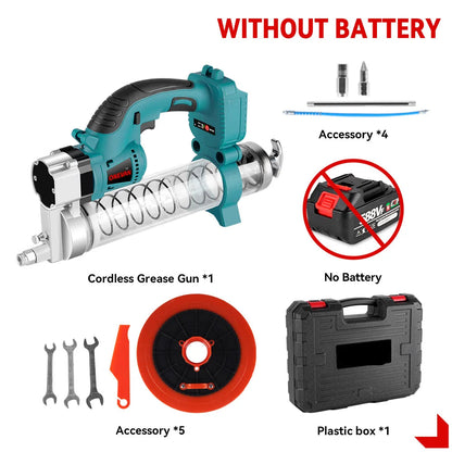 Vetspuit - met Accu - Elektrische - Draadloze - Pomp - Patroon - Oplaadbaar - 10000PSI - Hoge Druk - 960W - 18V - Brushless Motor - met Werkverlichting - Inclusief Opbergkoffer - Zonder Accu
