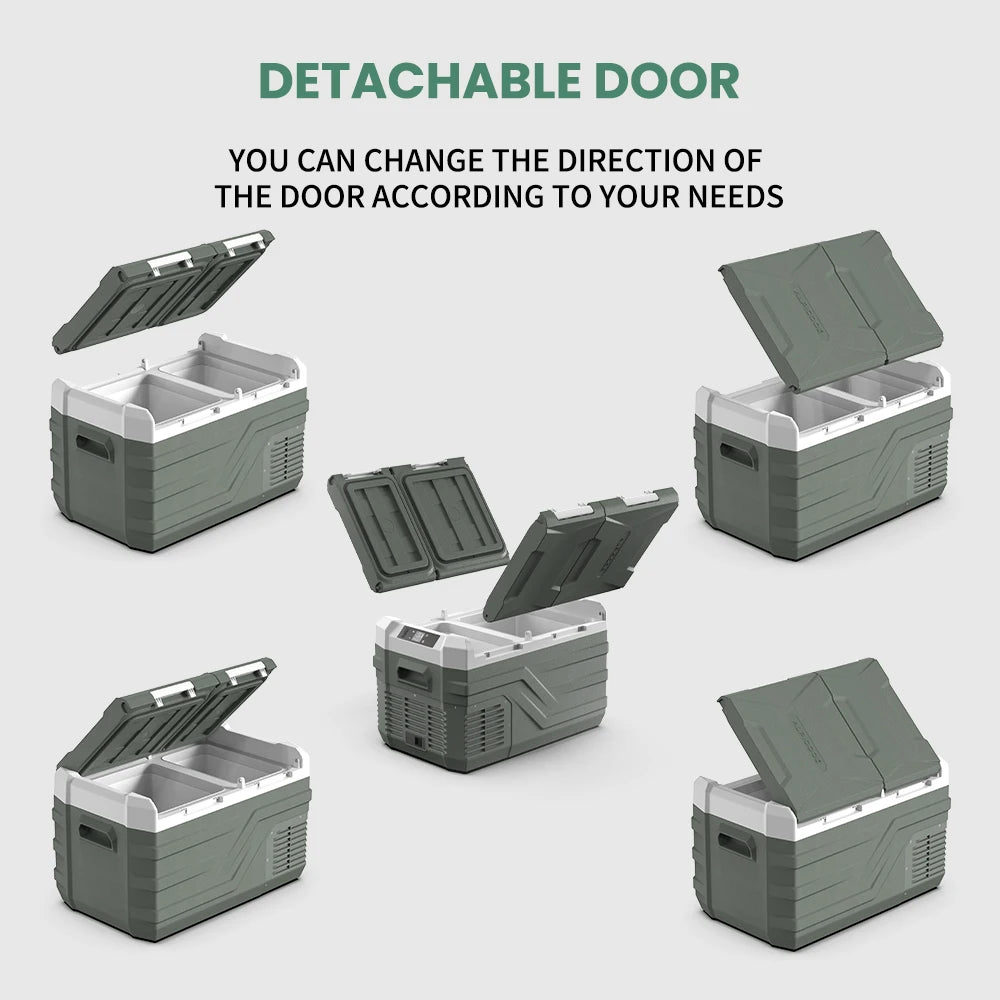Mini Koelkast - Auto Koelkast - Draagbare Compressor Koelbox - Elektrische Vriesbox - met Afneembare Deur - voor Camping - Auto - Vrachtwagen - Boot - 30L - 61.8 x 37.6 x 44.2 cm - Groen