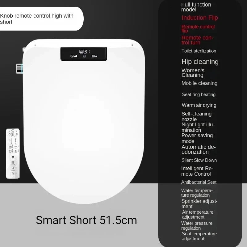 Bidetbril – Douchewc Bril – Toiletbril Bidet – Elektronisch Bidet – Bidet Opzetstuk – Warmwaterfunctie – Afstandsbediening Inclusief - 51cm - Smart Edition - U-vormig - 220V-230V