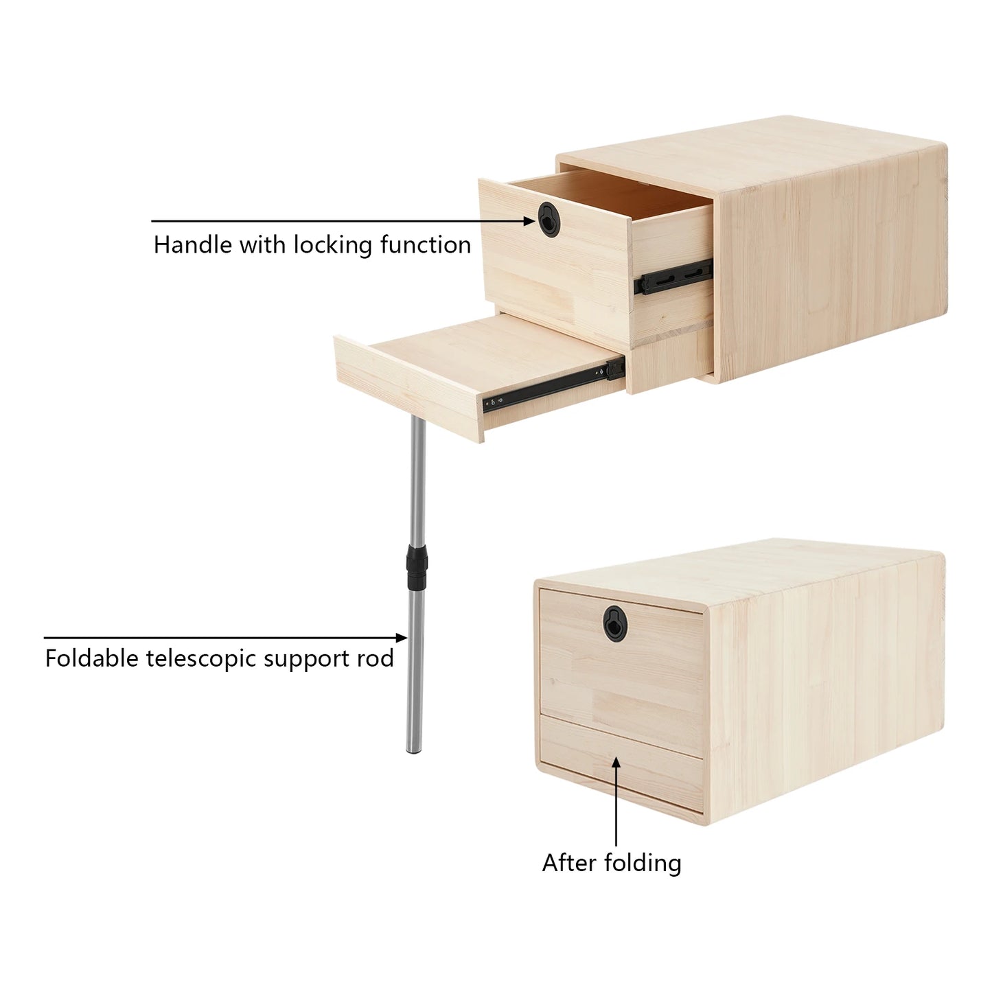 Campingtafel – Vouwtafel – Picknicktafel – Buitentafel – Tafel Met Schuiflade – Duurzaam Dennenhout – Inklapbaar En Compact