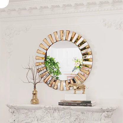 Wandspiegel - Spiegel - Woondecoratie - Venetiaanse Zonnestraal Design - Medium - Ronde - Decoratieve voor Hal, Badkamer of Woonruimte