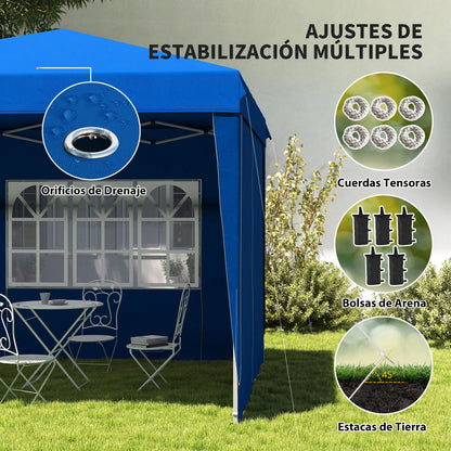 Tuinpaviljoen – Partytent – Tuitent – Vouwtent – Opvouwbare Tent – 3 x 6 Meter – Verstelbare Hoogte – Waterbestendig Frame - Blauw - QUORE