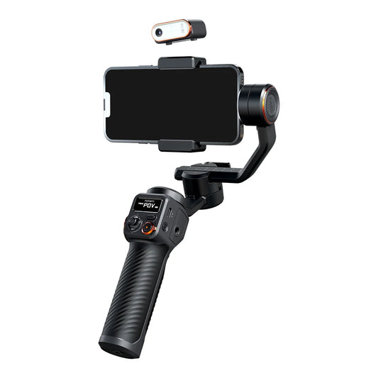 Gimbal Smartphone - Gimbal voor Smartphone & Camera - Handheld spiegelloos - Smartphone Handheld Gimbal Stabilizer - Selfie Statief - met AI Magnetische Vullicht Flitser voor Video-opname - Zwart